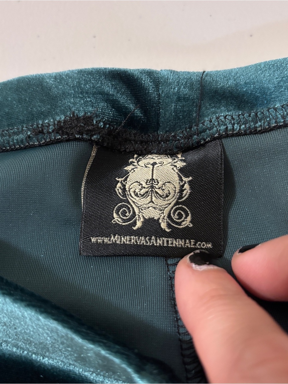 Whimsigoth Pants Velvet Lace Flare Pull On Size S Blue Green Regency Bloomer - Picture 8 of 10